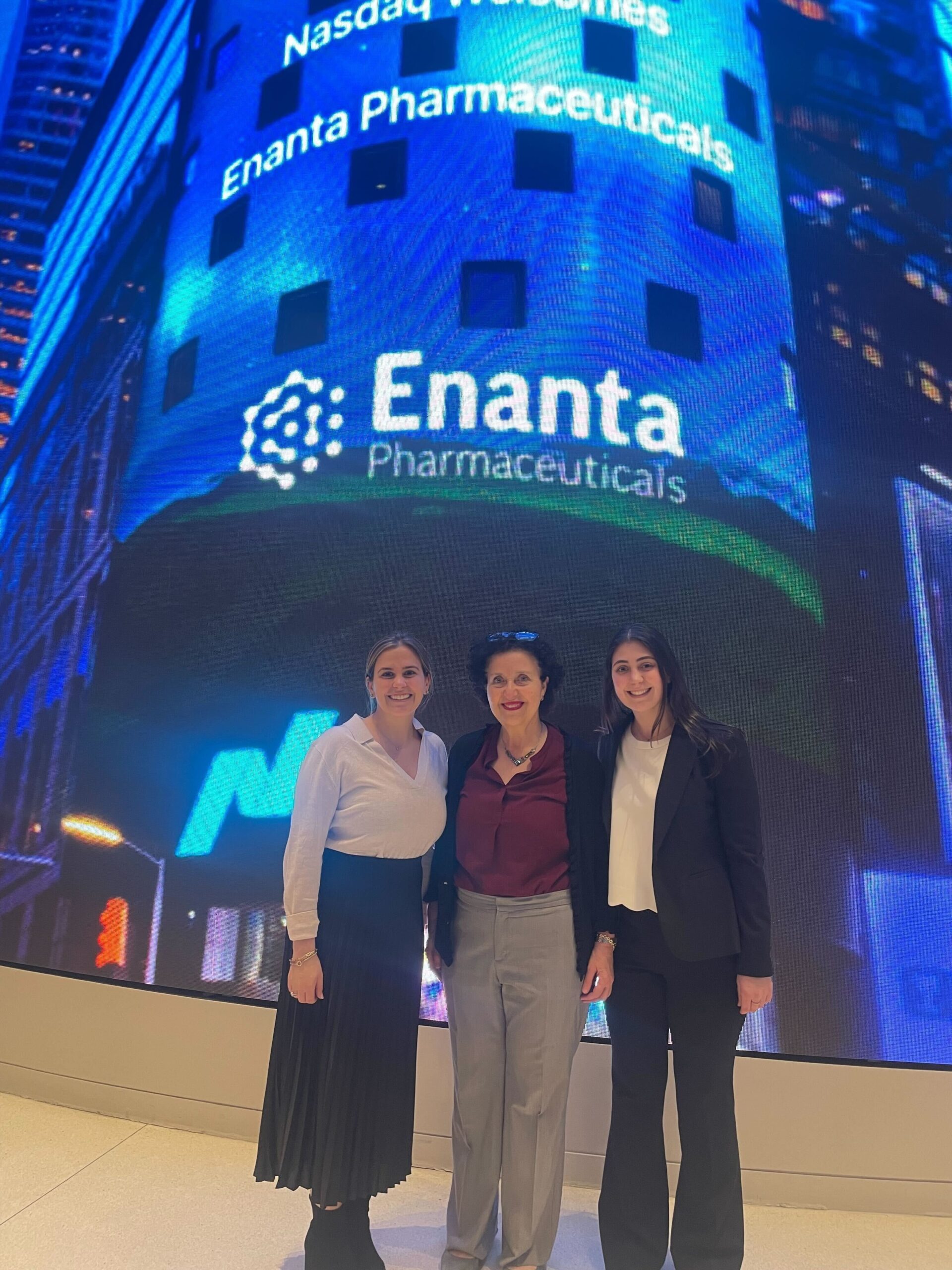 SternIR team outside Nasdaq MarketSite in Times Square NYC to support Enanta for the closing bell (March 21, 2023)